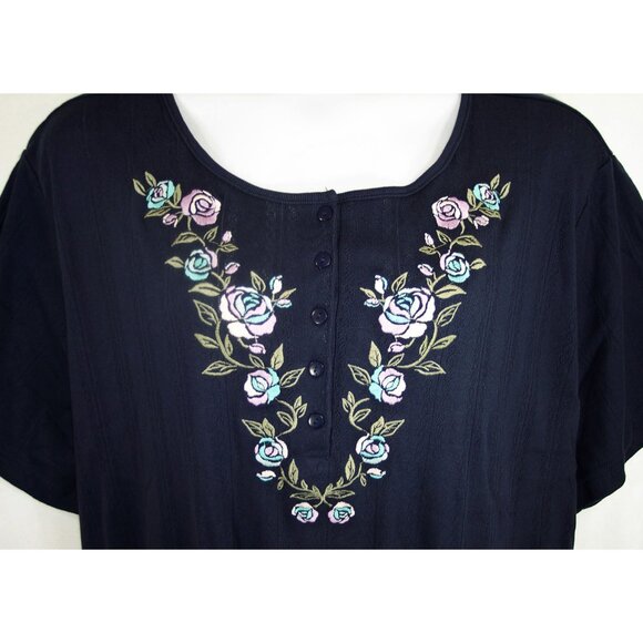 NEW Woman Within 38/40 5X Floral Embroidered 7 Day Pointelle Knit Tunic Top - Picture 4 of 11